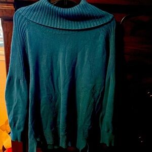 89th + Madison Teal Cowl Neck Ribbed Sleeve Sweater Women's‎ Large Preppy Chic